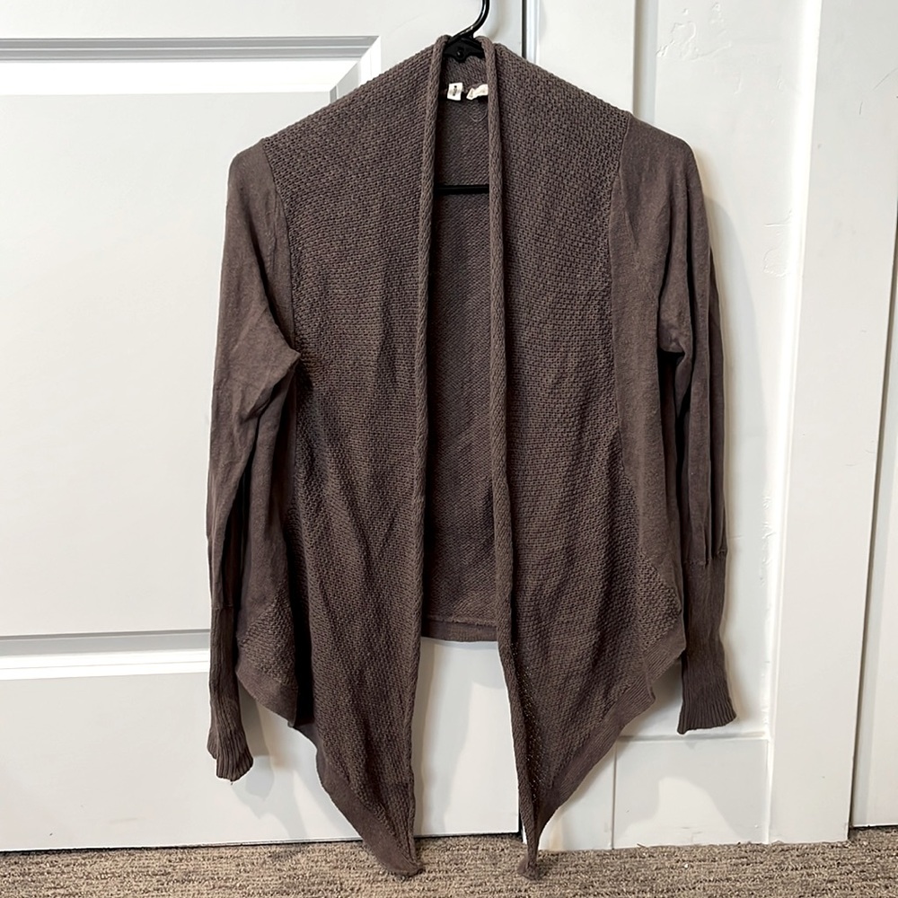 Mauve brown wrap cardigan from Anthropologie in size small